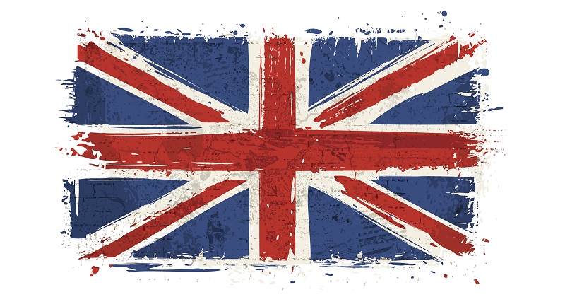Illustration of isolated painted flag of United Kingdom on wall.